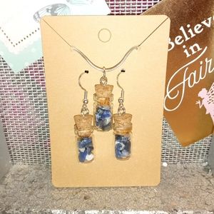Glass bottle Sodalite crystal jewelry set